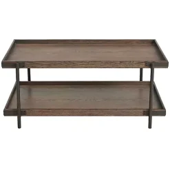 Kirklands Home Coffee Tables|Mahogany Oak Wood Tray Top Coffee Table Brown