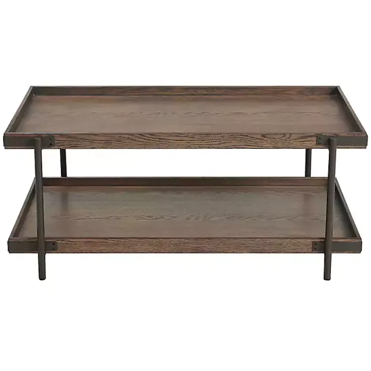 Kirklands Home Coffee Tables|Mahogany Oak Wood Tray Top Coffee Table Brown