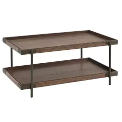 Kirklands Home Coffee Tables|Mahogany Oak Wood Tray Top Coffee Table Brown