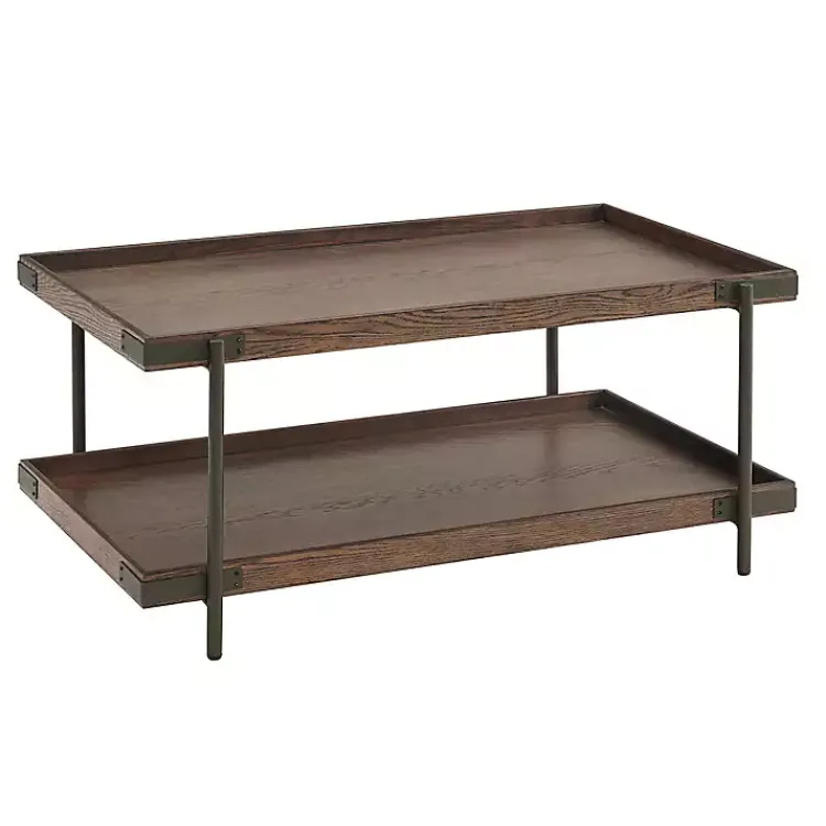 Kirklands Home Coffee Tables|Mahogany Oak Wood Tray Top Coffee Table Brown