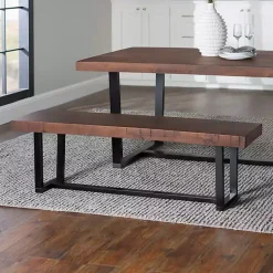 Kirklands Home Dining Chairs|Mahogany Solid Pine Two-Tone Dining Bench Brown