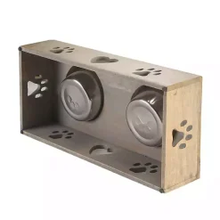 Kirklands Home Pet Dishes & Canisters|Mango Wood Heart Cutout Dog Bowl