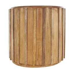 Kirklands Home Accent & End Tables|Mango Wood Ridged Drum Accent Table Brown