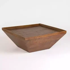Kirklands Home Coffee Tables|Mango Wood Walnut Angled Square Coffee Table Brown