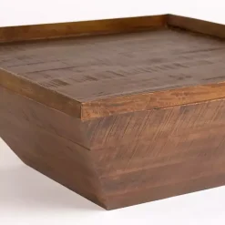 Kirklands Home Coffee Tables|Mango Wood Walnut Angled Square Coffee Table Brown
