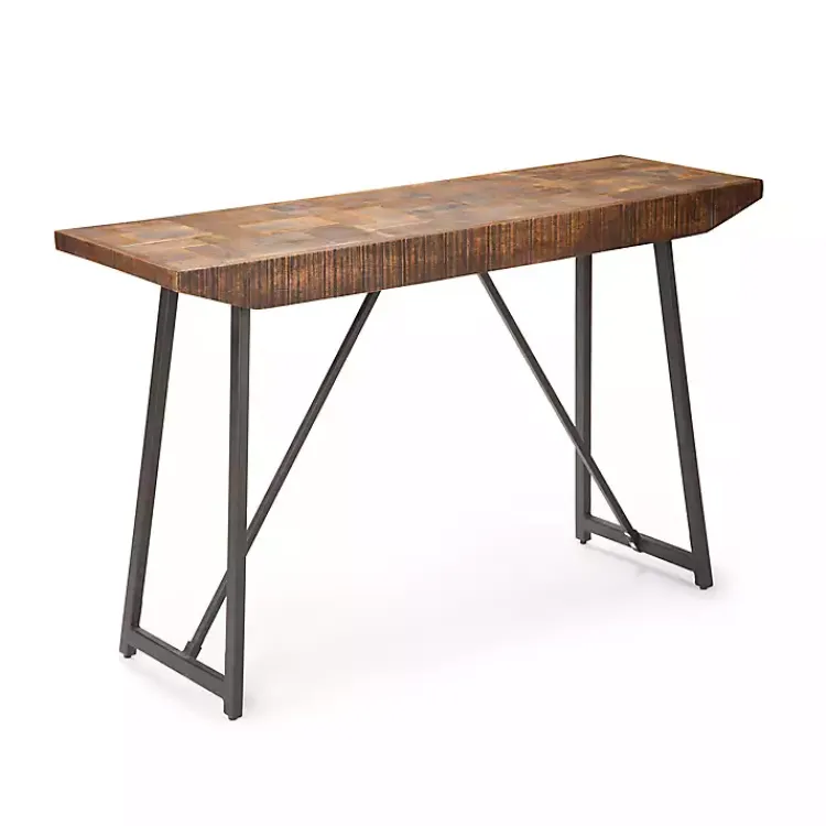 Kirklands Home Console Tables|Mango Wood Willow Parquet Sofa Table Tan