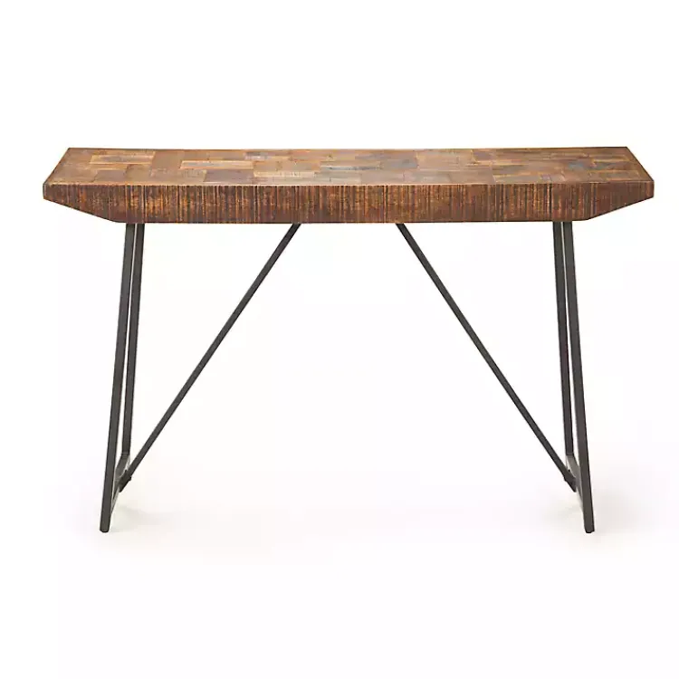 Kirklands Home Console Tables|Mango Wood Willow Parquet Sofa Table Tan