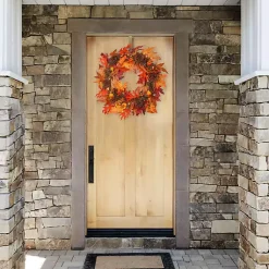 Online Maple Berry Pinecone Pre-Lit Harvest Wreath Wreaths