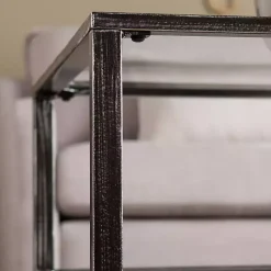 Kirklands Home Coffee Tables|Mara Glass and Metal Coffee Table Black