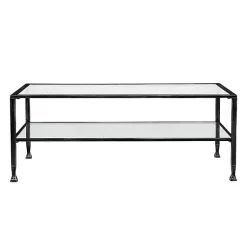 Kirklands Home Coffee Tables|Mara Glass and Metal Coffee Table Black