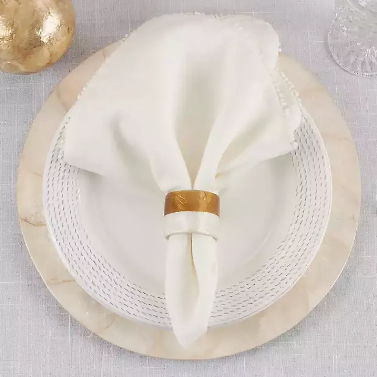Kirklands Home Table Linens|Marble and Wood Two Tone 4-pc. Napkin Ring Set