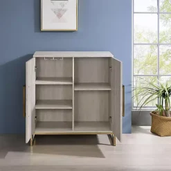 Kirklands Home Cabinets & Sideboards|Marble Finish Gold Handle Storage Cabinet