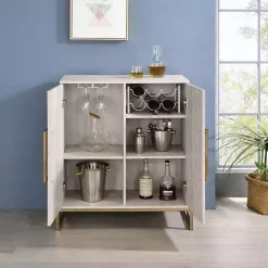 Kirklands Home Cabinets & Sideboards|Marble Finish Gold Handle Storage Cabinet