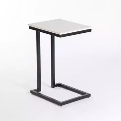 Kirklands Home Accent & End Tables|Marble Modern Black Metal C-Table White