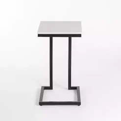 Kirklands Home Accent & End Tables|Marble Modern Black Metal C-Table White