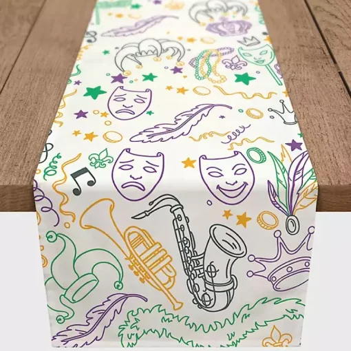 Hot Mardi Gras Party Table Runner, 72 in. Mardi Gras Decorations