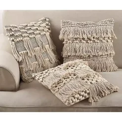 Clearance Mari Moroccan Fringe Chunky Knit Pillow Pillows