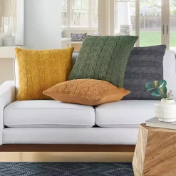 Outlet Marigold Cable Knit Throw Pillows, Set of 2 Pillows