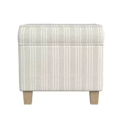 Kirklands Home Benches & Ottomans|Marigold Stripe Upholstered Square Storage Ottoman White