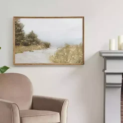 Kirklands Home Canvas Art|Martha Stewart Lake Walk Framed Canvas Art Print Tan