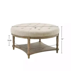 Kirklands Home Benches & Ottomans|Martha Stewart Round Cream Ottoman with Shelf Ivory