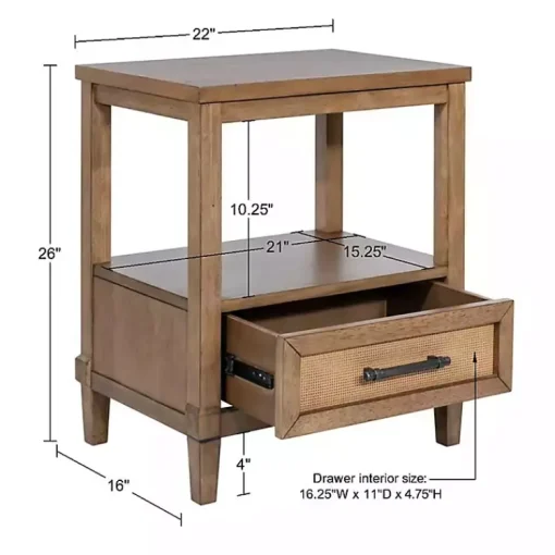 Kirklands Home Nightstands|Martha Stewart Toasted Almond Wood Nightsd Tan