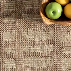 Kirklands Home Outdoor Rugs|Marti Banded Lines Outdoor Rug, 8x10 Tan