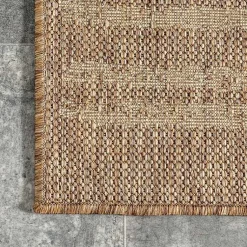 Kirklands Home Outdoor Rugs|Marti Banded Lines Outdoor Rug, 8x10 Tan