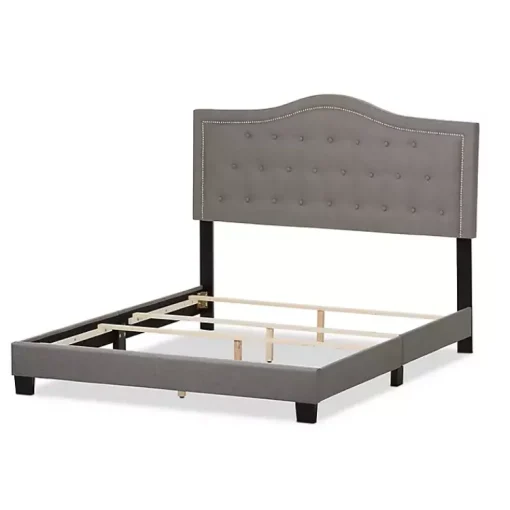 Kirklands Home Beds & Headboards|Mary Light Button Tufted Full Bed Frame Gray