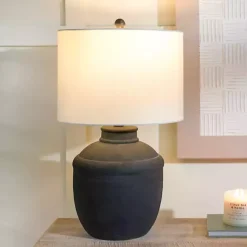 Kirklands Home Table Lamps|Matte Black Cairo Table Lamp White