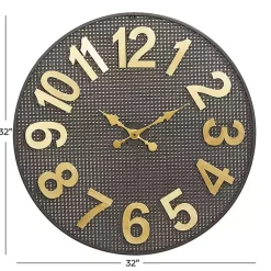 Kirklands Home Clocks|Matte Black Iron Wall Clock, 32 in.