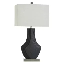 Kirklands Home Table Lamps|Matte Black Layered Table Lamp White