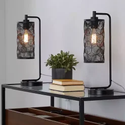 Kirklands Home Table Lamps|Matte Metal Cutout Table Lamps, Set of 2 Black