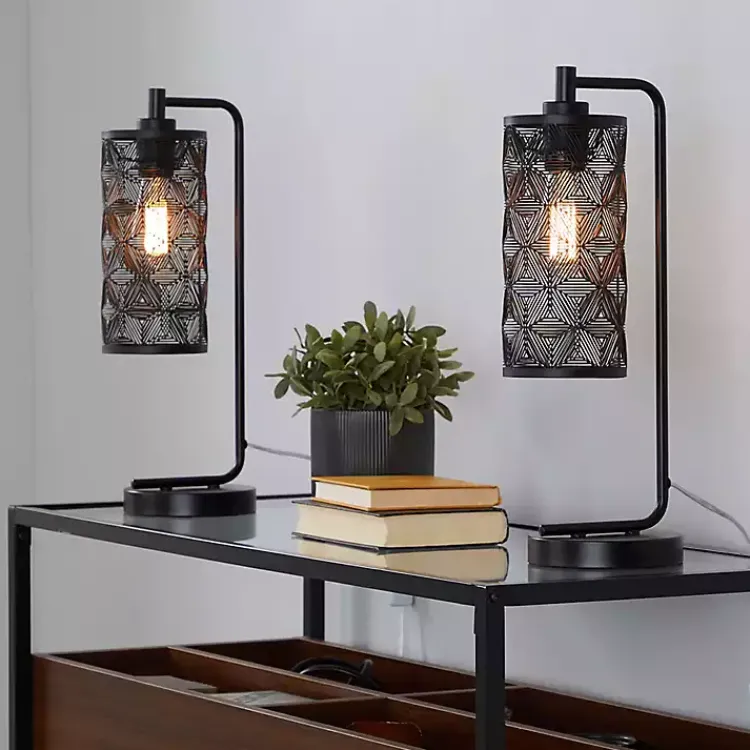 Kirklands Home Table Lamps|Matte Metal Cutout Table Lamps, Set of 2 Black