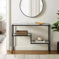 Kirklands Home Console Tables|Matte Multi Level Console Table Black