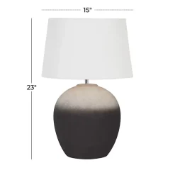 Kirklands Home Table Lamps|Matte Black Ombre Textured Table Lamp, 23 in. White