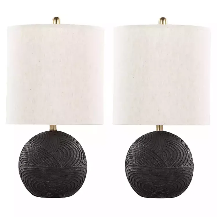 Kirklands Home Table Lamps|Matte Black Round Kona Table Lamps, Set of 2 Tan