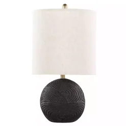 Kirklands Home Table Lamps|Matte Black Round Kona Table Lamps, Set of 2 Tan