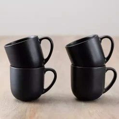 Kirklands Home Glassware & Drinkware|Matte Simple Things Mugs, Set of 4 Black