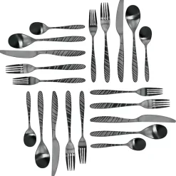 Kirklands Home Flatware & Cutlery|Matte Black Steel Diagonal 20-pc. Flatware Set