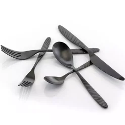 Kirklands Home Flatware & Cutlery|Matte Black Steel Diagonal 20-pc. Flatware Set