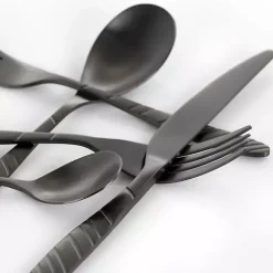 Kirklands Home Flatware & Cutlery|Matte Black Steel Diagonal 20-pc. Flatware Set