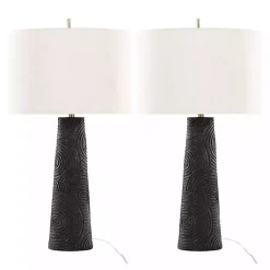 Kirklands Home Table Lamps|Matte Black Tapered Kona Table Lamps, Set of 2 Tan