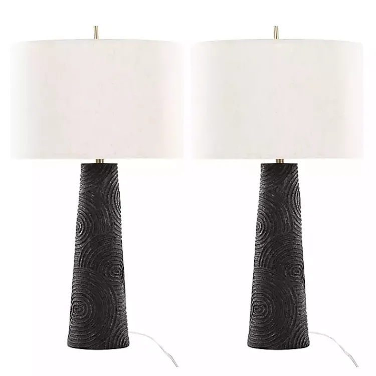 Kirklands Home Table Lamps|Matte Black Tapered Kona Table Lamps, Set of 2 Tan