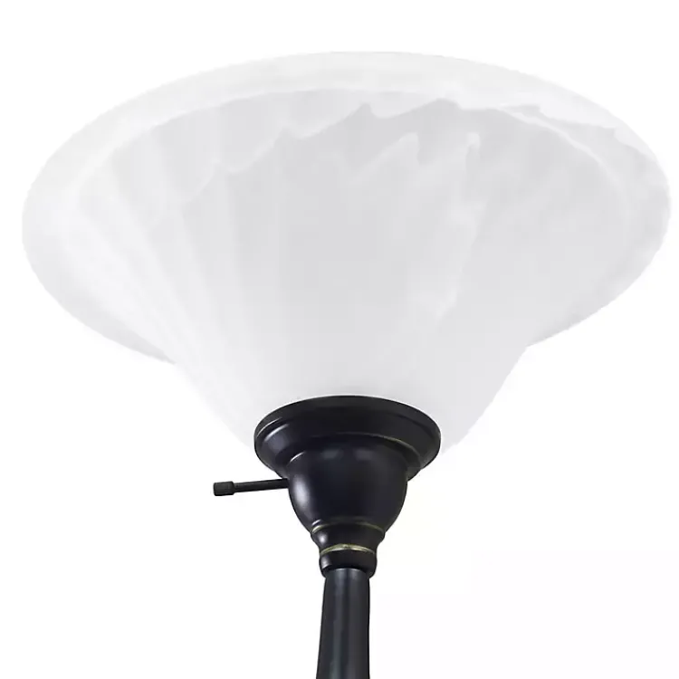 Kirklands Home Floor Lamps|Matte Bronze and White Reading Arm Torchiere Brown
