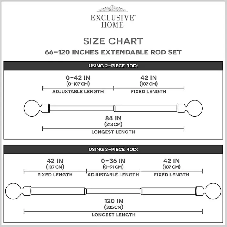 Kirklands Home Curtain Rods & Hardware|Matte Bronze Eleanor Curtain Rod Set, 120 in.