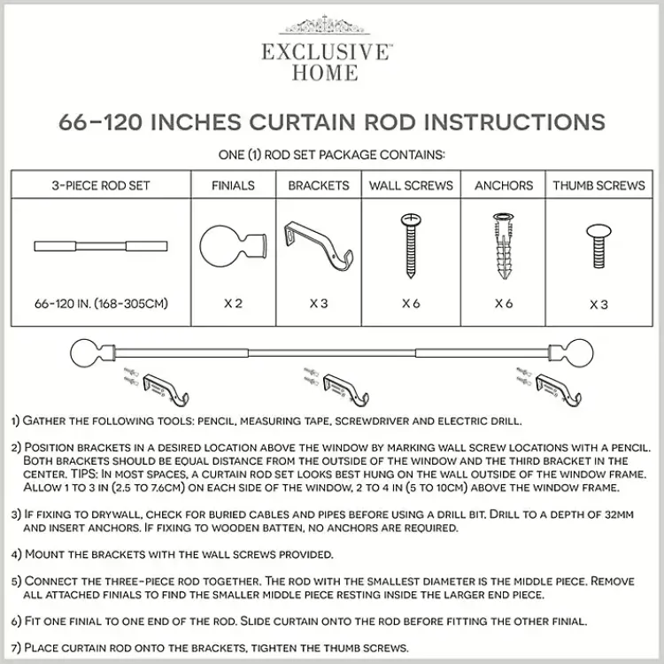 Kirklands Home Curtain Rods & Hardware|Matte Bronze Eleanor Curtain Rod Set, 120 in.
