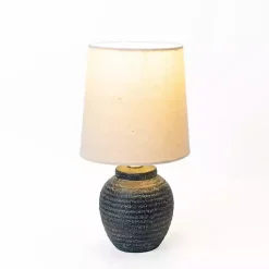 Kirklands Home Table Lamps|Matte Charcoal Ribbed Mini Table Lamp Tan