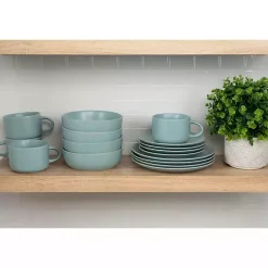 Kirklands Home Dinnerware|Matte Mineral Kera 16-pc. Dinnerware Set Blue