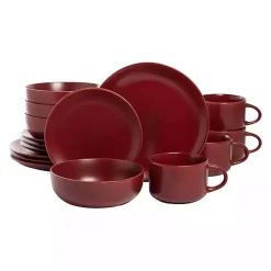 Kirklands Home Dinnerware|Matte Ceramic 16-pc. Dinnerware Set Red